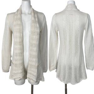 Anthropologie Angel Of The North Cardigan L Cream Ivory Crochet